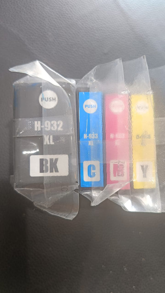 Lot de 4 Cartouches d’Encre Compatibles H-932XL / H-933XL – Noir, Cyan, Magenta, Jaune